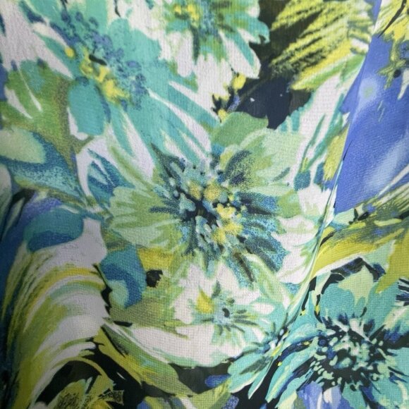 Kim Rogers Poncho Style Top Size XL Floral Vibrant Colors Asymmetrical BOHO - Picture 9 of 12